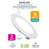 9W Tasarruflu Led Yuvarlak Beyaz Işık Sıva Altı Slim Panel Tavan Aydınlatma Armatürü 2 Adet