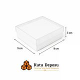9x9x3 cm Asetat Kapaklı Takı Kutusu-Beyaz (DEMONTE) (50 ADET)