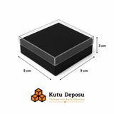9x9x3 cm Asetat Kapaklı Takı Kutusu-Siyah (DEMONTE) (50 ADET)