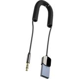 A-13 Usb-A To 3.5mm Aux Bluetooth 5.1 Adaptör | Spiral Kablolu Araç Ses Alıcısı - Çok Renkli