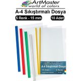 A-4 Sıkıştırmalı Yandan Sürgülü Dosya 5 Renk 10 Lu 1 Paket Artmaster A4 Sıkıştırmalı Dosya 1 Paket Renkli Okul Ofis Büro