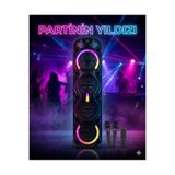 a+ anyplus Bluetoothlu 4x8 inç Woofer RGB Işıklı Parti Hoparlörü - 2 Mikrofonlu Dev Karaoke Seti