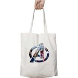 A Avengers Logo Iki Tarafı Kalıcı Baskılı Yıkanabilir Okul Plaj Omuz Bez Çantası