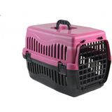 A.C.E.K Plastik Kedi - Köpek Taşıma Çantası Kafesi Büyük Boy 63x43x45H Taşıma Özellikleri ile Pembe