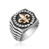 A.C Silvers Zambak Çiçeği Desenli Erkek Gümüş Yüzük