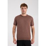 A Club Aclub Zulu Örme Kumaş Viskon Karışımlı Slim Fit Kahverengi Bisiklet Yaka Erkek Düz T-Shirt
