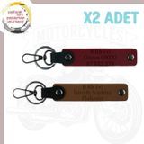 A. Kahve-Bordo, Motosiklet Tutkunlarına, İsim Plaka ve B (+) Kan Grubu Yazılı, 2'li Anahtarlık Takım