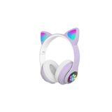 A kalite Kedi Kulağı Bluetooth 5.0 Kablosuz Çocuk Kulaklığı Işıklı Vilya Kulak Detaylı Mor