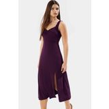 A line Kalp Yaka Midi Örme Elbise 96% Polyester Yazlık Günlük Kullanım İçin Zarifane Tasarım