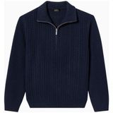 A.p.c Theo Jumper Yüksek Yakalı, Örgü Detaylı %100 Yün Erkek Kazak - Lacivert - 2XL