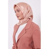 A.Pembe Baklava Desen Monogram İpek Eşarp