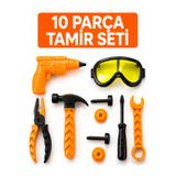 a v d a 10 parça oyuncak Tamir Seti Tamir Gözlüğü+Tornavida+Vida+Somun+İngiliz Anahtarı+Matkap+Pense+Çekiç