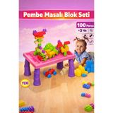 a v d a 100 Parça Pembe Montaj Masalı İnşa Blokları Seti – 3+ Yaş Eğitici Oyuncak Masa Seti Kız Çocuk