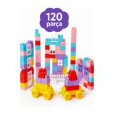 a v d a 120 parça Pastel Bloklar Pembe Mor Renk Tekerlekli Eğitici Zeka Yapı Blokları Oyuncak Blok Seti