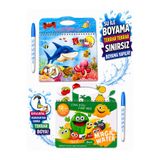 a v d a 2 Adet Deniz Hayvanları Ve Meyveler Su Kalemi İle Sihirli Boyama Kitabı Water Paint