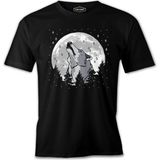 A Wolf Howling In A Starry Forest Background Siyah Erkek Tshirt