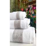 A.Z.H. (3.lü Set ) Hediyelik, Çeyizlik , Özel Üretim Çift Yönlü Ihraç Fazlası Banyo, Baş ve El Havlu Seti - Beyaz - Gri - 70 x 145 cm
