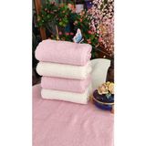 A.Z.H. (4.lü Set) Çeyizlik Süper Soft Lüx Cotton 50X90CM. El ve Yüz Havlusu (%100 Pamuk) - PAKET - Beyaz - Pembe