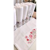 A.Z.H. (6.lı Set) Annem 50X90 Cm. Özel Tafting Nakışlı Kadife Doku Çeyizlik Lüks Havlu Seti (Beyaz) - 50 x 90 cm - Çok Renkli
