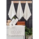 A.Z.H. (6'Lı Set) 50 x 90 cm . Çeyizlik Kadife Gelincik Nakışlı Dantelli Lüks El Ve Mutfak Havlu Seti - 50 x 90 cm - Krem