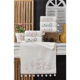 A.Z.H. (6'Lı Set) 50 x 90 cm . Çeyizlik Kadife Nakışlı Küpeli Dantelli Lüks El Ve Mutfak Havlu Seti - 50 x 90 cm - Gül