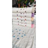 A.Z.H. Annem 30x50 cm. Çeyizlik (6'lı Set) Kalp Nakışlı Ponponlu Bukle Lüks Havlu Seti