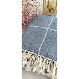 A.Z.H. Çizgili Çift Kişilik Organik Müslin Pike 185X220CM (Oeko-Tex® Standard 100 Sertifikalı) - Indigo