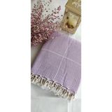 A.Z.H. Çizgili Çift Kişilik Organik Müslin Pike 185X220CM (Oeko-Tex® Standard 100 Sertifikalı) - Lila