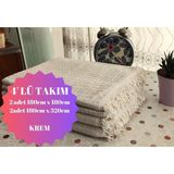 A.Z.H. Windores Çok Amaçlı Natural A.Krem 4'lü Takım Koltuk, Kanepe, Divan,Çekyat Için Dekoratif Koltuk Örtüsü - Açık Krem - 180 x 320 cm