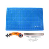 A2 Kesim Altlığı Çift Taraflı Hobi Cutting Mat Kesim Matı Set 60 x 45 cm (MAVİ)