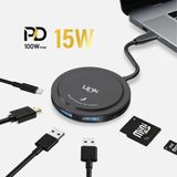 A200 Premium 7'sı 1 Arada Kablosuz Şarj Pedi, Usb-C Hub ve Kart Okuyucu - Siyah