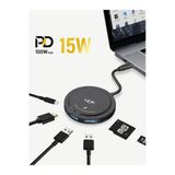 A200 Premium 7'Sı 1 Arada Kablosuz Şarj Pedi, Usb-C Hub Ve Kart Okuyucu