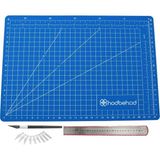 A3 Hobi Kesim Matı Seti Çift Taraflı Cutting Mat Set 45 x 30 cm (Mavi) - Çok Renkli