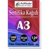 A3 Sertifika Kağıdı 100 Adet 120 Gram Kalın Fotokopi Kağıdı Tüm Yazıcılara Uyumlu 29.7X42 Cm Kalın Baskı Kağıdı