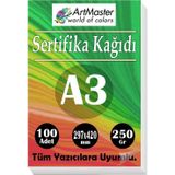 A3 Sertifika Kağıdı 100 Adet 250 Gram Kalın Fotokopi Kağıdı Tüm Yazıcılara Uyumlu 29.7x42 cm Kalın Baskı Kağıdı