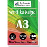 A3 Sertifika Kağıdı 50 Adet 160 Gram Kalın Fotokopi Kağıdı Tüm Yazıcılara Uyumlu 29.7X42 cm Kalın Baskı Kağıdı