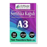 A3 Sertifika Kağıdı 50 Adet 200 Gram Kalın Fotokopi Kağıdı Tüm Yazıcılara Uyumlu 29.7X42 Cm Kalın Baskı Kağıdı
