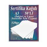A3 Sertifika Kagidi Kalin 50 Adet Gramajli Fotokopi Kagidi 120 Gr Tum Yazicilara Uyumlu 29.7X42 Cm Kalin Baski Kagidi