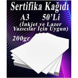 A3 Sertifika Kağıdı Kalın 50 Adet Gramajlı Fotokopi Kağıdı 200 gr Tüm Yazıcılara Uyumlu 29.7X42 cm Kalın Baskı Kağıdı - 41 Delft Blue