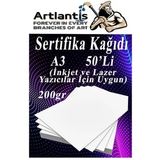 A3 Sertifika Kagidi Kalin 50 Adet Gramajli Fotokopi Kagidi 200 Gr Tum Yazicilara Uyumlu 29.7X42 Cm Kalin Baski Kagidi