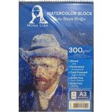 A3 Suluboya Resim Defteri, Spiralli, 300 Gr, Üstten Açık, 15 Sayfa, Tek Adet - Ahşap - Seçenek 1