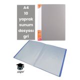 A4 10 Yaprak Sunum Dosyası Gri