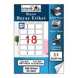 A4 18 Li Hazır Etiket 63.5X46.6 Mm 20 Sayfa 1 Paket Kendinden Yapışkanlı Fotokopi Lazer İnkjet Kağıdı Yazıcılar İçin