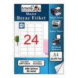 A4 24 Lü Hazır Etiket 64X34 Mm 20 Sayfa 1 Paket Kendinden Yapışkanlı Fotokopi Lazer İnkjet Kağıdı Yazıcılar İçin Uyumlu