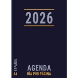 A4 Agenda Día por Página 2026: Español , Profesional con Horas de Enero a Diciembre , Grande Azul