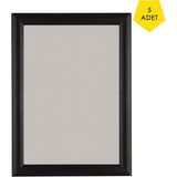 A4 Alüminyum Çerçeve Seti (5'li Paket) 25 mm Gönye Köşeli, Önden Açılır Mekanizma, Anti-Glare Koruyuculu, Yatay ve Dikey Kullanım Siyah