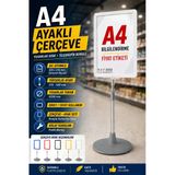 A4 Ayaklı Çerçeve Seti Yuvarlak Tabanlı Teleskopik Fiyat Etiketi Standı Beyaz Vitrin