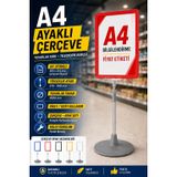 A4 Ayaklı Çerçeve Seti Yuvarlak Tabanlı Teleskopik Fiyat Etiketi Standı Kırmızı