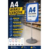 A4 Ayaklı Çerçeve Seti Yuvarlak Tabanlı Teleskopik Fiyat Etiketi Standı Mavi