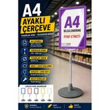 A4 Ayaklı Çerçeve Seti Yuvarlak Tabanlı Teleskopik Fiyat Etiketi Standı Mor Vitrin